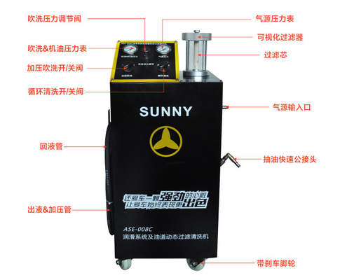 Lubricating Oil System 75Kg Engine Flushing Machine ASE-008E With 2 .5m Pipe