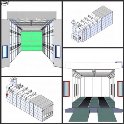 220V Industrial Car Spray Booth With Fiberglass Floor Filter And Exhaust Fan