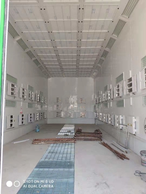 Outdoor LED Industrial Bus Spray Paint Booth With 2 Sets Of 7.5KW Exhaust Fans