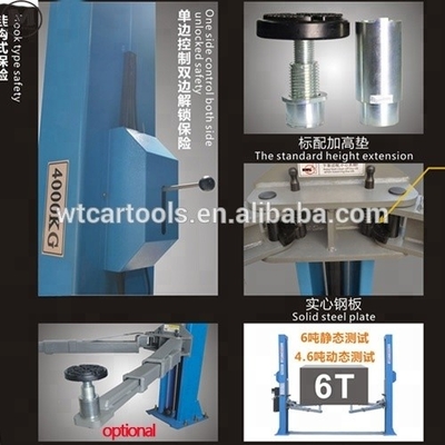 4000kg Lifting Capacity Two Post Car Lift With 2 Steps Support Arm And Floor Plate