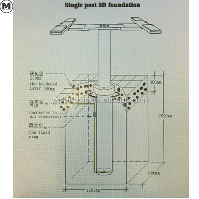 Hydraulic Ground Hidden Design Single Post Car Lift For 3500kg Vehicles