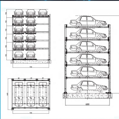 Space Saving Semi Automatic Puzzle Parking System with 6 Layers and 10350mm Height