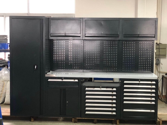 Black Spacious Metal Garage Workbench Cabinets W2400 D610 H40mm