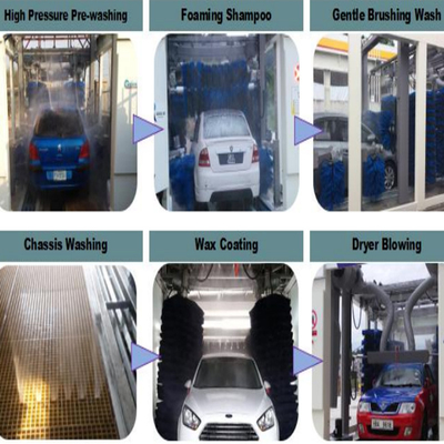 Fully Automatic Tunnel Car Wash Machine High Pressure Car Wash Machine 10 Brushes Rollover Car Wash Systems PLC Control System