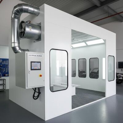 Professional Car Spray Booth with G10 Diesel Burner Digital Control Panel and High-efficiency Exhaust Fan for Automotive Painting